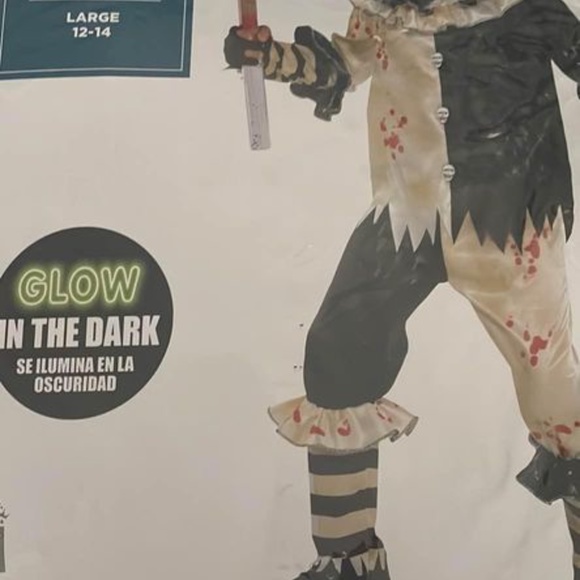 BRAND NEW boy scary clown glow in the dark halloween costume size XL - Picture 5 of 8
